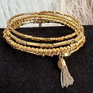 Stella and Dot Bohemian chic aged goldtone wrap bracelet Beaded Bracelet